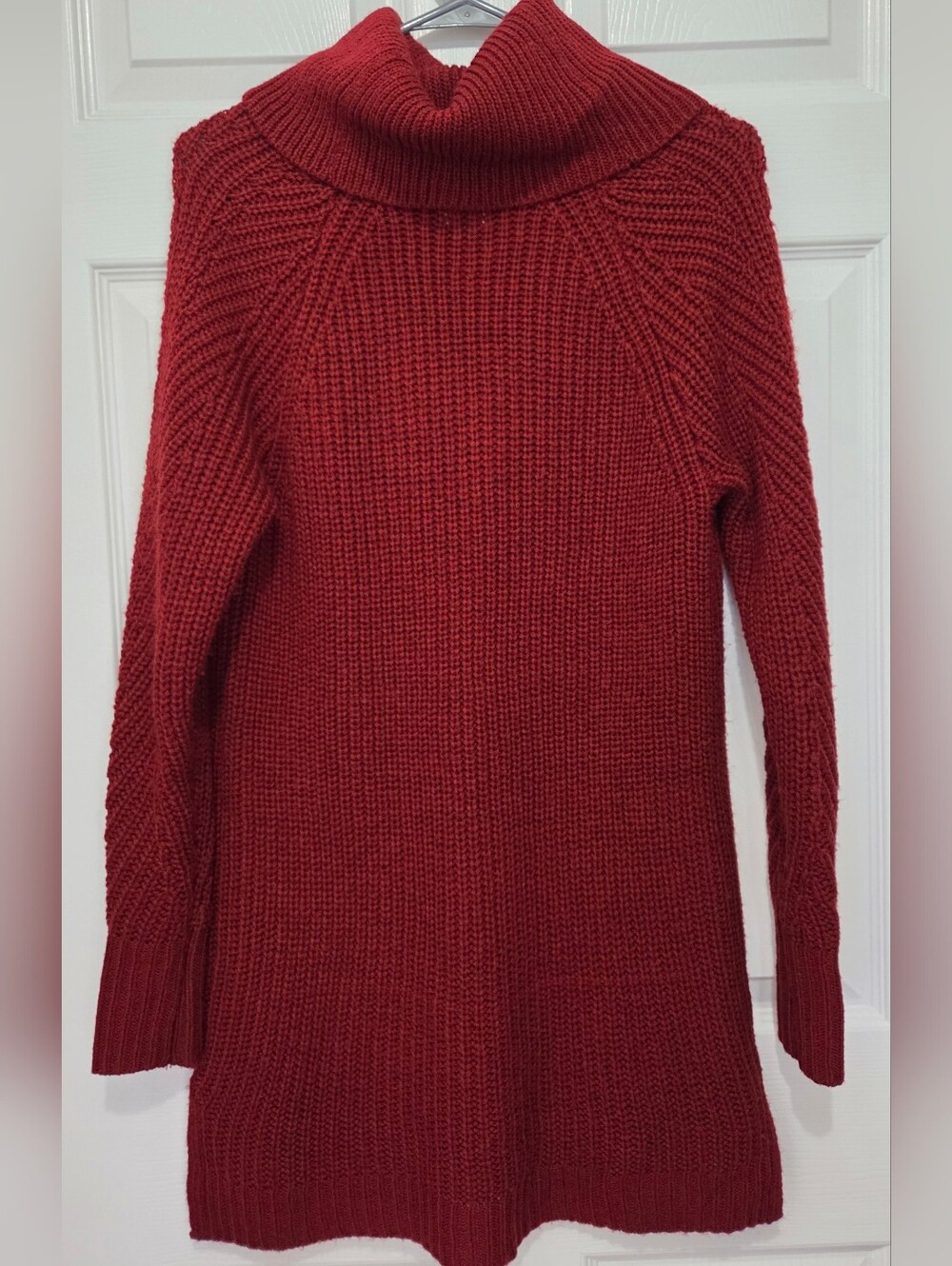 A New Day Red Chunky Ribbed Knit Cowl Neck Tunic Sweater Size Medium - Picture 6 of 9